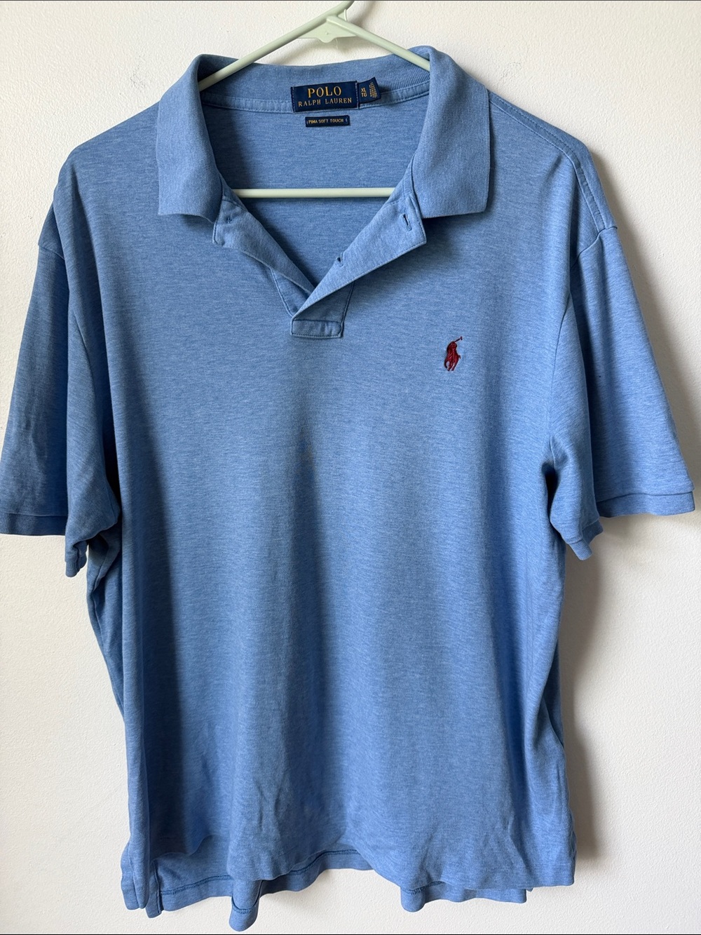 Polo by Ralph Lauren Men's Polo Shirt - Sky Blue with Red Pony XL